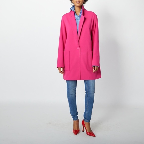 Bailey | Oversized Fuchsia Pink Dolman Sleeve One Button Easy Blazer Size Large - Picture 1 of 13